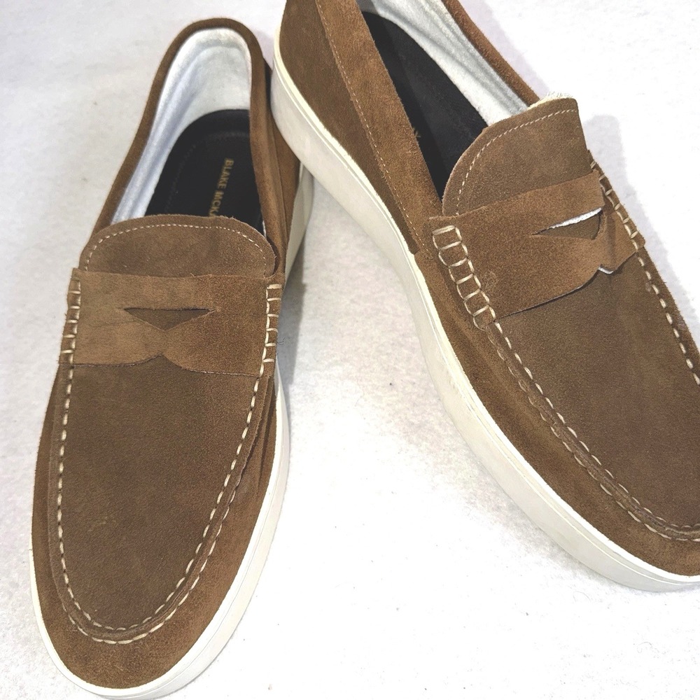 Blake McKay Ashland‎ Mens Penny Loafers Size 11.5 Brown Suede Slip On Shoes